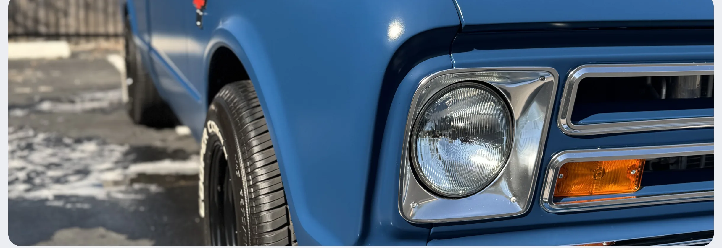 Ceramic-coated classic blue pickup truck with a high-gloss finish — Detail Geeks